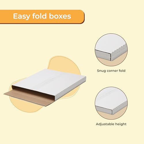 The Boxery 100 Pack – LP Strong Record Mailer Boxes | 12.5" x 12.5" x 1" | Height-Adjustable - Perfect for Mailing LP Records, Record Album Mailer, Album Box