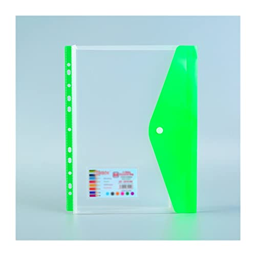 Filing Envelopes 2 PCS A4 Size Plastic File Folders Wallets Colorful Document Files Envelope Bags for School Office Home Supplies Plastic Folders (Color : Green)