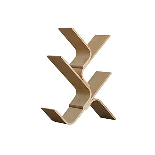 GSOUL Indoor Bookcase Organizer Bookshelf Tree-Shaped Small Bookshelf Multi-Layer Shelf Floor Shelf Office File Shelf Study Bookshelf 6 Independent Bookshelf(Brown,A2)