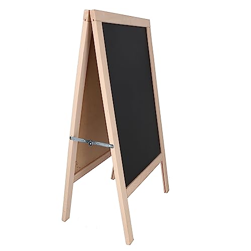 Aranaz - Whiteboard Easel with Double Sided - Solid Beech - Black - Ideal for Hospitality, Children, Restaurant, etc. - 55 cm x 34 cm x 100 cm