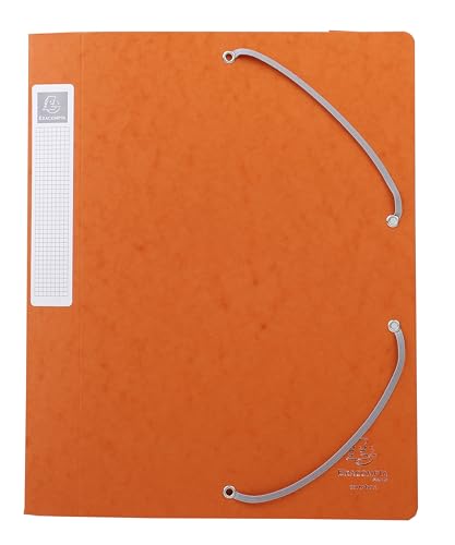 Exacompta Ref - 14017H Cartobo x Elasticated Filing Boxes, 25 x 33 cm Suitable for A4+ Documents, 40 mm Spine and Made from Pressboard, Pack of 10 Orange Filing Boxes