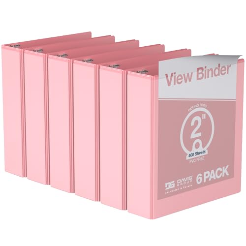 View Binder, 3-Ring Binder, 2" Round Rings, Pastel Blush, 6 Pack