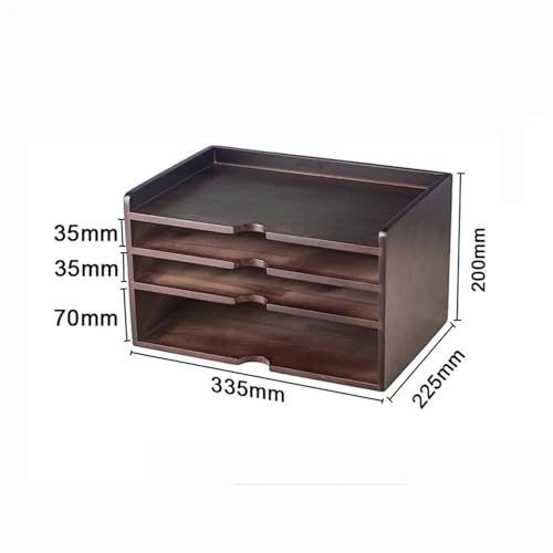 Display Storage Shelves Desktop Four-Tier Bookshelf Wooden Retro Filing Storage Rack for Office Home Freestanding