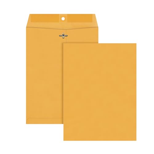 Quality Park 9 x 12 Clasp Envelopes with Deeply Gummed Flaps, Great for Filing, Storing or Mailing Documents, 28 lb Brown Kraft, 250 per Box (37590)