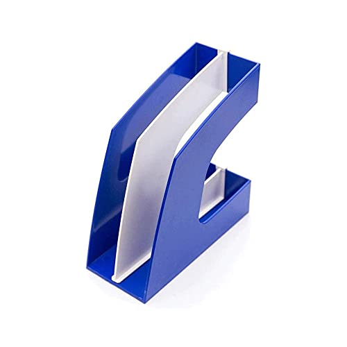 ONMYJFD 2 Pieces File Holder File Organizer Plastic Incline Desktop File Sorter 2 Compartments Desktop Organizer Desk File Bar Desktop File Sorter(Blue)