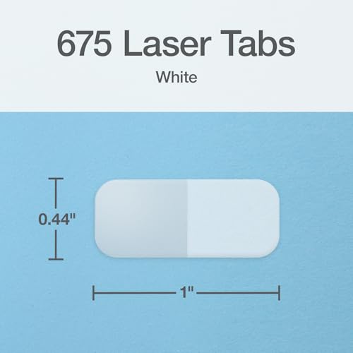 Redi-Tag Laser Index Tabs, Divider Tabs, Permanent Adhesive Index Labels Customizable Divider Labels, 7/16" x 1", White, 675 Tabs (B39000)
