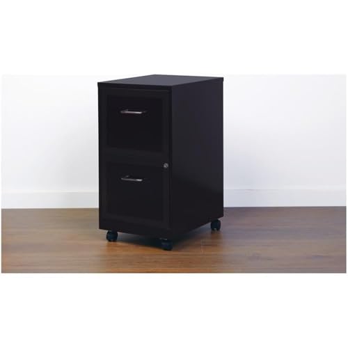Pemberly Row 2 Drawers 26.7" Vertical Black Metal Filing Cabinet Lockable Pre-Assembled Movable Letter Size for Home, Office