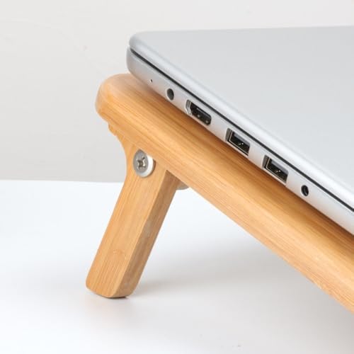 tanyunji001 Laptop Stand, Bamboo Laptop Stand with Dual Fan & 2 USB Ports, Cooling Notebook Holder,Office Desk Accessories(38cm)