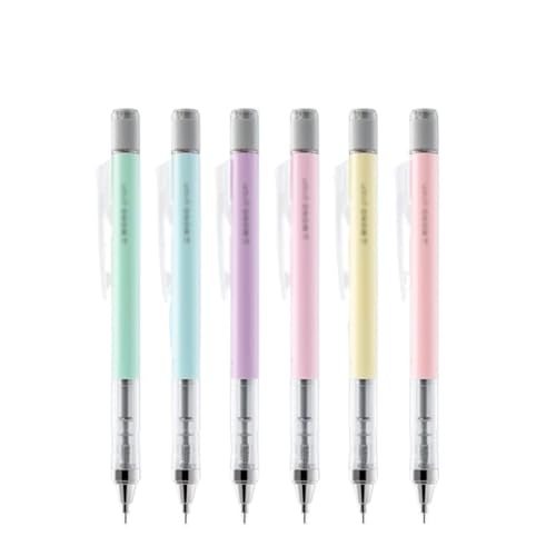 QERTYHKK 6 Pcs 0.3/0.5mm Graph Shake Mechanical Pencil Cute Press Student Drawing Automatic Stationery