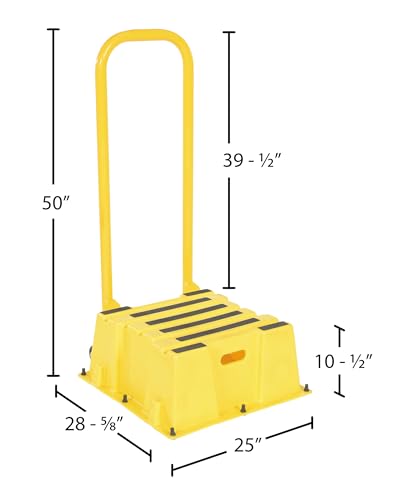Vestil SPN-1-YL-HR-PO Polyethylene Nestable with Handrails Casters 1 Step 500 Lb. Capacity Yellow