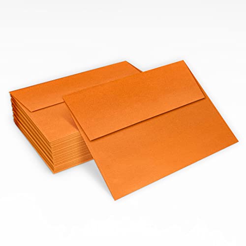 LUXPaper A2 Invitation Envelopes | Peel & Press | 4 3/8" x 5 3/4" | Flame Orange Metallic | 80lb. Text | 1,000 Qty