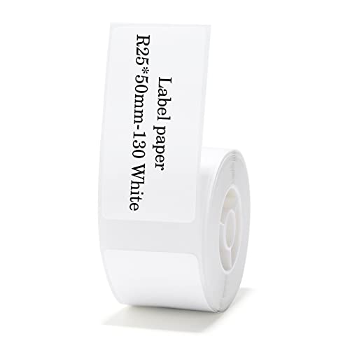 NIIMBOT D101 Label Maker Tape Self-Adhesive Labeling Tape Replacement 0.98" X 1.97" (25 X 50mm) Thermal Label Paper for Home Kitchen, 130 Labels/Roll, White