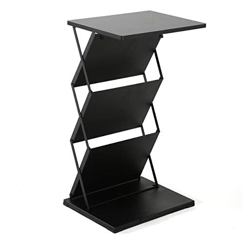 M&T Displays Foldable Counter with Steel Literature Holder and Carrying Bag, Magazine Rack, Brochure Display Stand, Catalog Leaflet, Flier for Fair, Conference, Showroom (Black, 2x(8.5x11))