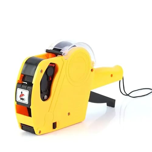 8 Digits Digital Tag Gun Handheld Label Gun + 1 Lines Labels +1 Ink 5500 Tag Marker Machine Labeler Labeller Sticker(Yellow)