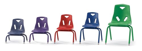 Berries Jonti-Craft 8118JC1008 Stacking Chair with Powder-Coated Legs, 8" Height, Red