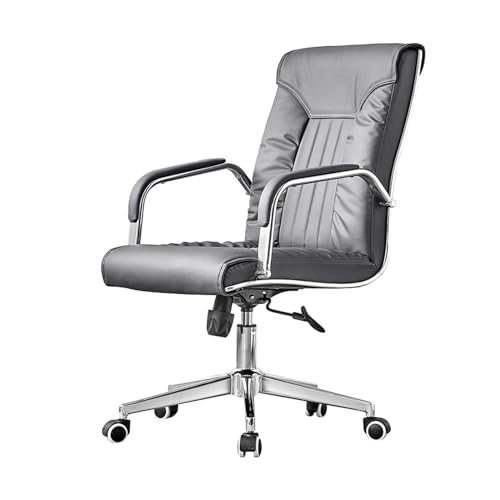 Office Chair High Back Executive Office Chair PU Leather with Armrest, Ergonomic Desk for Home Adjustable(Gris)