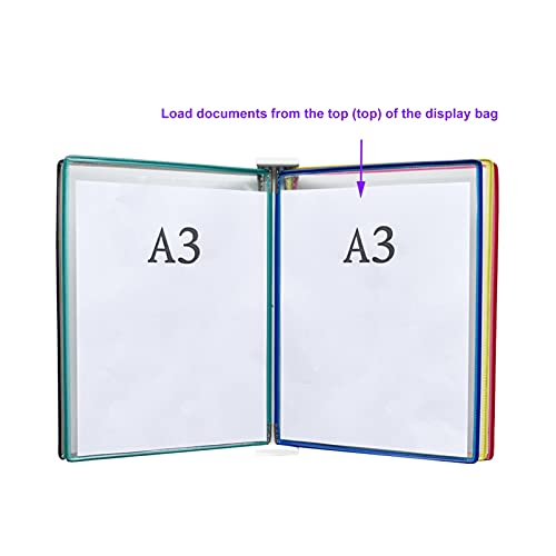 JGSYD Durable Magnetic Wall-Mounted Reference System, 5-Pocket Desk Reference Organizer, A3, Catalog Display Rack For Wall, Suitable For Office And Home Metal Folders,Multi-Colored