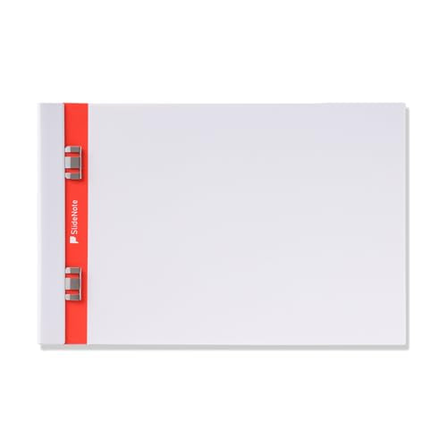 SlideNote SN3SA5Y-W Sliding Notebook, A5 Horizontal, White, PageBase, New Sensation Binder, 360° Expandable, Made in Japan, One Touch, Punchless, Holds 30 Sheets of Copy Paper, Portable