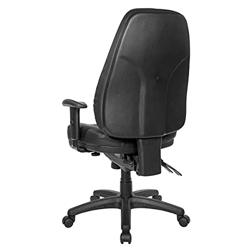 Office Star EC Series Professional Executive Ergonomic High Back Office Chair with Multi Function Control, Padded Contour Seat and Adjustable Padded Arms, Dillon Black