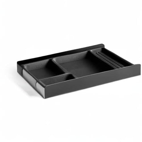 Raico Desk Shelf Tray Drawer Organizer with Compartments for Monitor Stand System Metal & Cork Accessory Tray for Cockpit Setup | Black