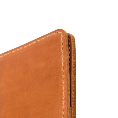 ROVA Full Grain Leather Notebook Journal Cover - Hand Crafted in the USA - Fits Moleskine XL (9.75" x 7.5") - Lay Flat Design with Pen Loop - Whiskey