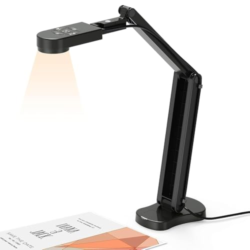 Raxmolo Foldable 4K USB Document Camera for Teacher, 8MP Visualizer A3 Featuring Dual Microphones, 3-Level LED Light, Image Invert