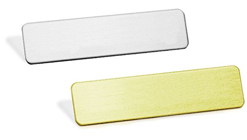 5/8" H x 2-1/2" W, Ten Blank Heavy Gauge Military Style Metal Name Badges, Uniform Name Badge, Fused Posts, Package of Ten (Bright Silver)