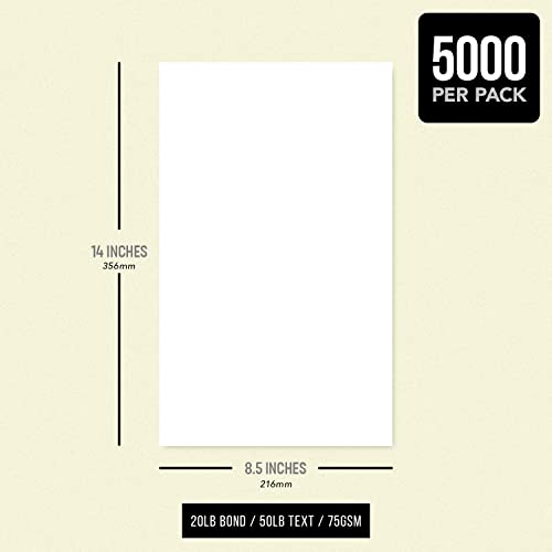1 Case of White Multipurpose Paper – Great for Copy, Printing, Writing | For ALL Printers Use | 8.5 x 14 (Legal Size) | 20lb Bond (75gsm) | 5000 Sheets per Case
