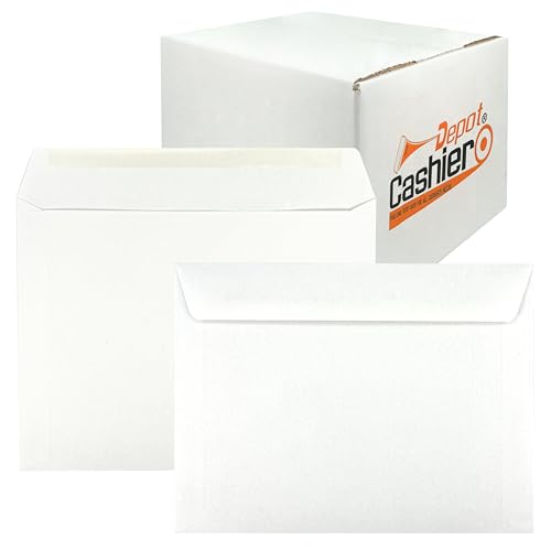 500 Cashier Depot - 9 x 12 Inch Booklet Envelopes, Heavy 28 lb White Wove Paper, Open Side, Gummed Flap, 500 Count