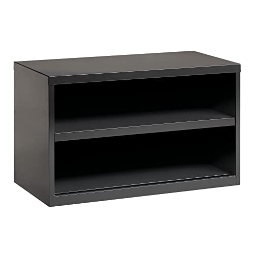 Hirsh 36 Inch Wide Low Credenza Metal Lateral Cabinet with Open Shelves for Home and Office, Charcoal