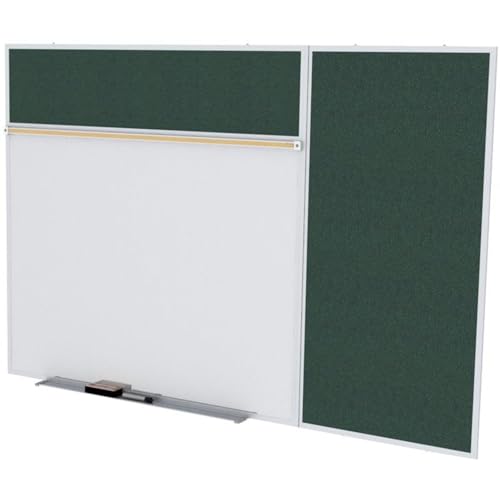 Ghent Style B 4 x 10 Feet Combination Board, Porcelain Magnetic Whiteboard and Vinyl Fabric Bulletin Board, Ebony , Made in the USA