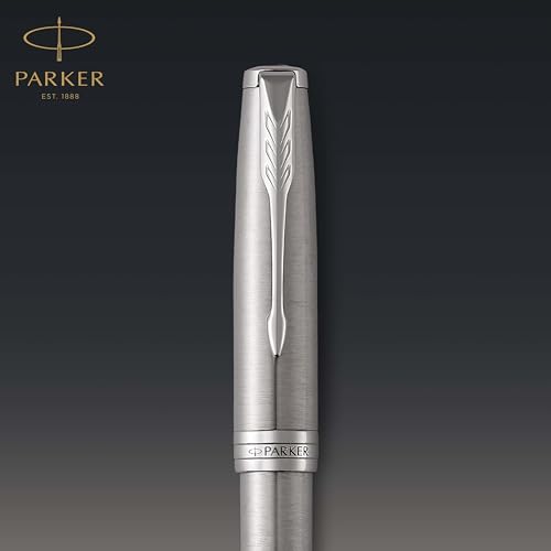 PARKER Sonnet Rollerball Pen, Stainless Steel with Palladium Trim, Fine Point Black Ink (1931511)