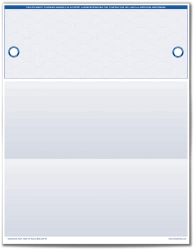 VersaCheck ValueChex - 250 Blank Business Voucher Checks - Blue Elite UV Secure - 250 Sheets Form #1000 - Check on Top
