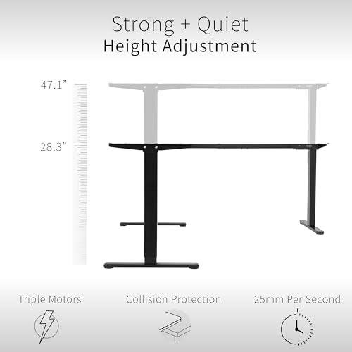 VIVO Black Electric Corner 3-Leg Standing Desk Frame, DESK-V123EB