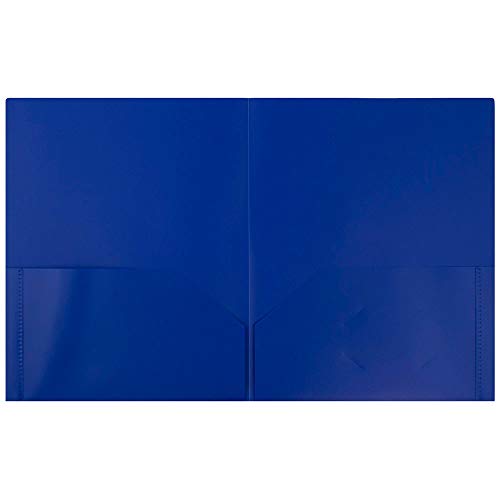 JAM PAPER Plastic 2 Pocket POP Folders - Durable School Folders - Blue - Bulk 96/Pack