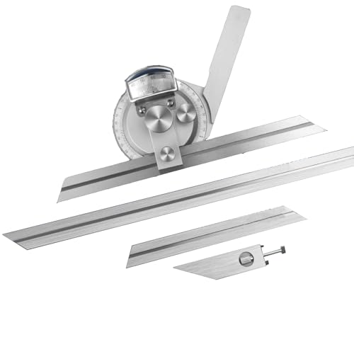 THYXGS 360° Universal Bevel Protractor Angle Finder, Detachable Angle Finder Measuring Ruler, 5' Resolution, with Magnifying Glass, Built-in Fine-Tuning Device, for Angle Measurement