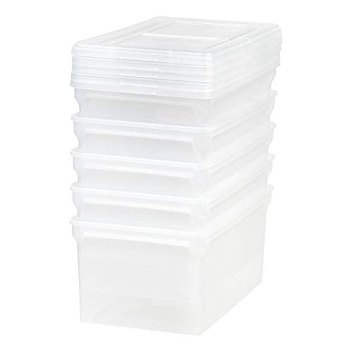 IRIS USA 5-Pack 44 Qt. Letter File Box with Hinged Lid, Clear