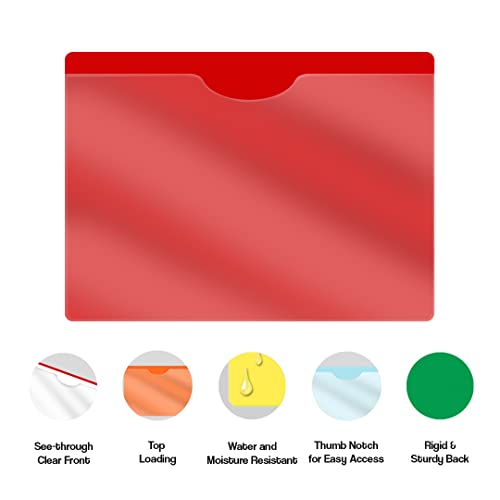 Assorted Vinyl Pocket Folders, Doctor Stuff, Closed Sides, Letter Size, Clear Front Top Loading Job Jacket, Documents Holder for Office, High School and Medical Files, Pack of 25