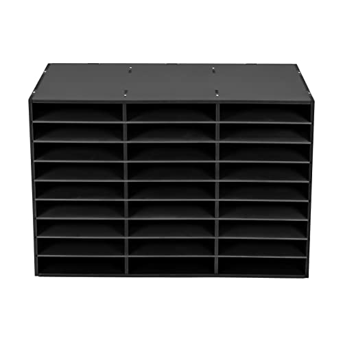 MhdunueSK Mail Sorter Organizer, Black Mailbox for Classroom, 27 Compartments Literature Organizer, Desktop File Sorter, Paper Organizer for Home School Office (27 Slots Black)