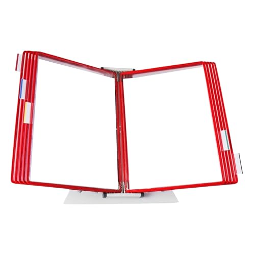 Tarifold Desktop Reference Display System, 10 Pockets, Expandable, Red