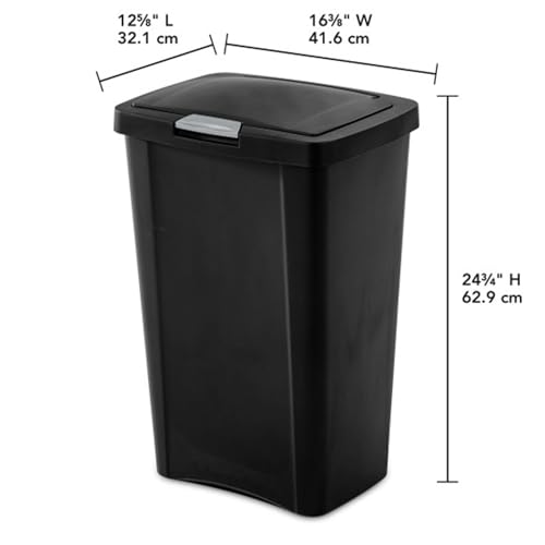 Sterilite TouchTop Plastic Wastebasket, Black, 13 Gallon, 8 Pack