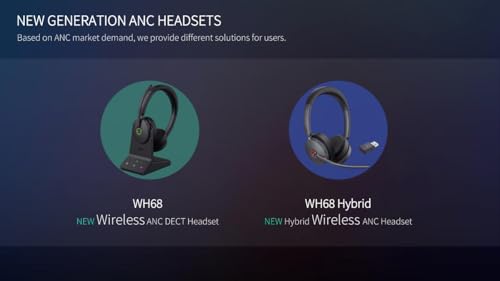 Supply Central YealinkWH68 Bluetooth DECT 6.0 Wireless Headset (1208655) with ANC, 606ft Range, Teams Certified Dual Ear Headset, Acoustic Shield Mic for Office, PC, Laptop & Smartphone