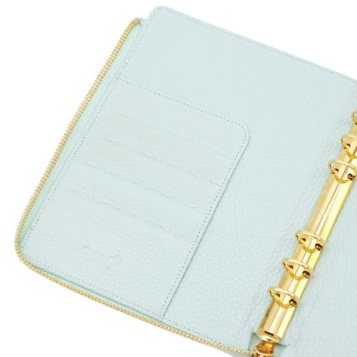 QUOVADIS Timer17 qv936lzdppbl Genuine Leather Personal Organizer Cover, Bible Size L Zip Cover, Timer 17 Dusty Pastel, Italian Leather, Pale Blue