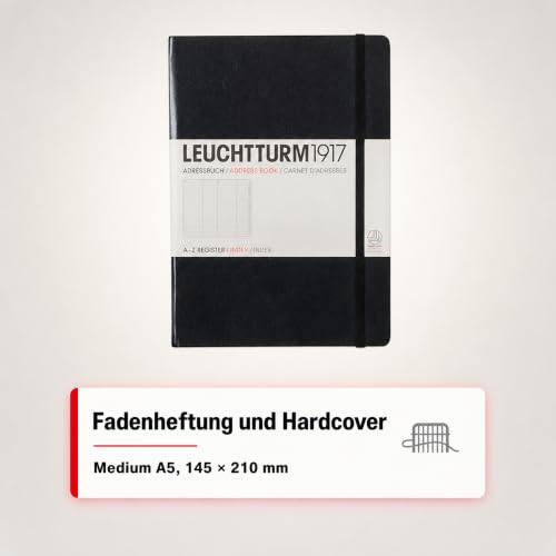 Adresownik Medium Leuchtturm1917 w linie czarny 330862