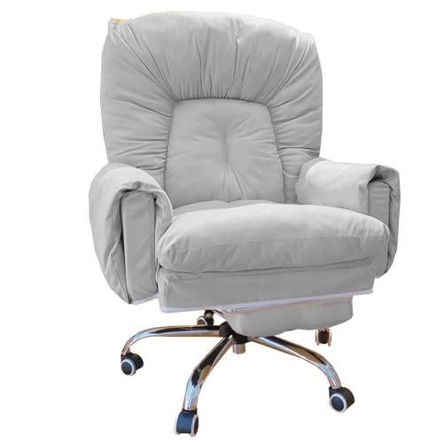 Reclining Executive Office Chairs, Computer Chair Gaming With Back Support Ergonomic Recliner Home Office Desk Chair For Women, Big Tall Managerial Executive Chair With Wheels(/Light Gray,With foot re