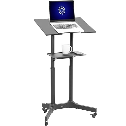 VIVO Black Mobile 24 x 16 inch Lectern Podium, CART-V03E