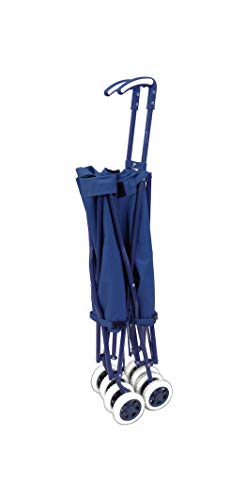 Versacart Transit -The Original Patented Folding Shopping and Utility Cart, Water-Resistant Heavy-Duty Canvas with Cover, Double Front Swivel Wheels, Compact Folding, Transport Up to 120 Pounds, Blue