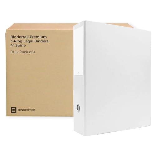 3-Ring Premium Legal Binder for 8.5" x 14" Paper, 4pk - White, by Bindertek