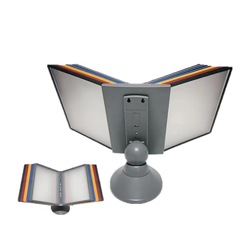 GUODDM Adjustable Desk Flip File Holder, Desk Reference Organizer, 10 Double-Sided Display Pockets, Wall Mount Desktop Reference System, Catalog Display Rack(Multi-colored)