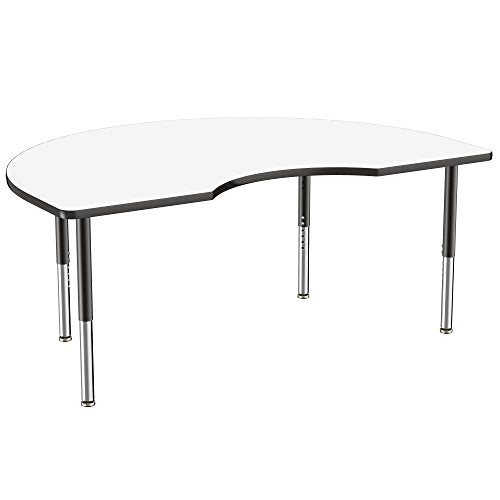 FDP 48" x 72" Kidney Dry-Erase Table w/Mobile-Capable Super Legs - Black
